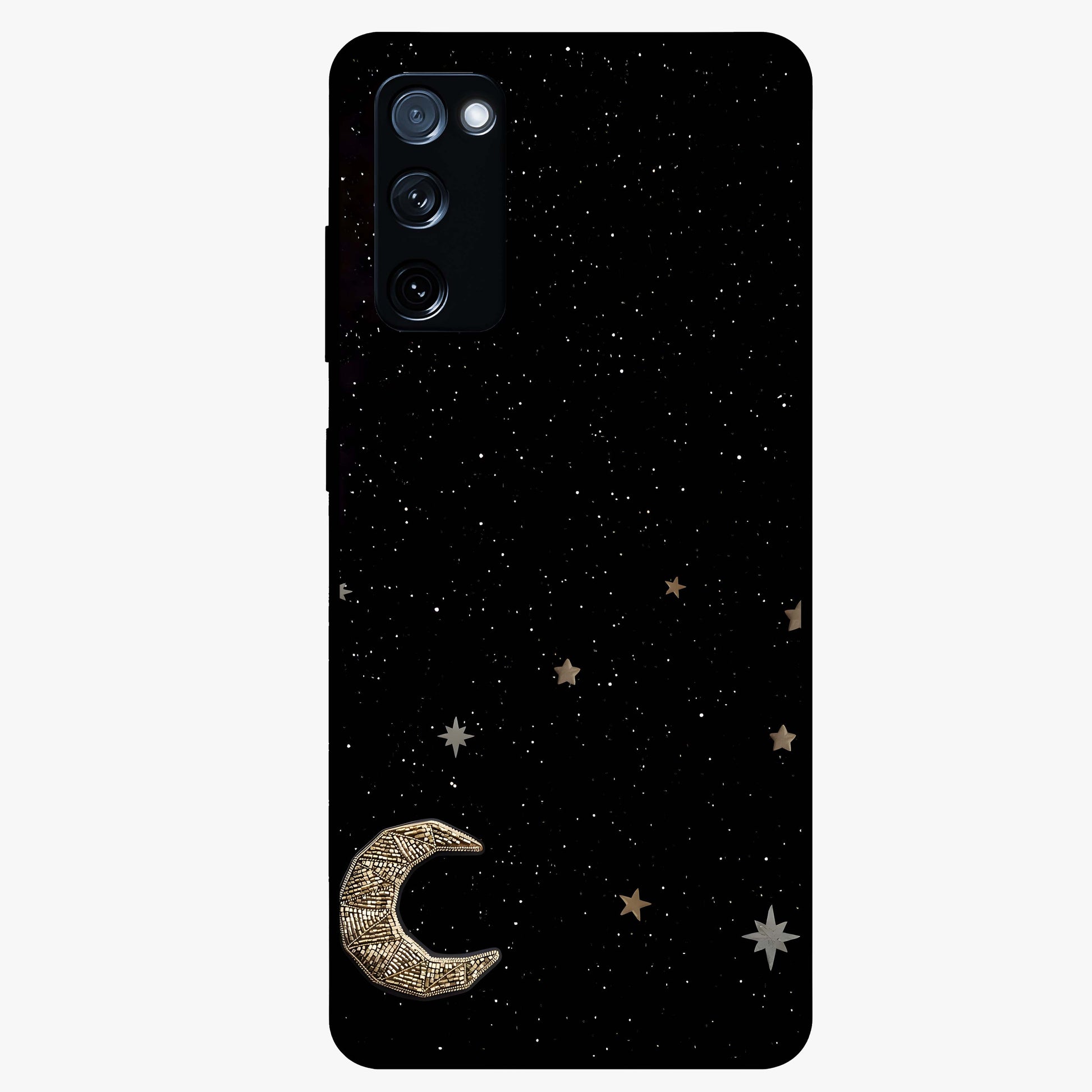 Twinkle Star With Half Moon Glass Case showing flat back view with star and half moon artwork and glossy glass finish.