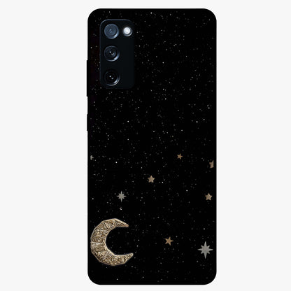 Twinkle Star With Half Moon Glass Case showing flat back view with star and half moon artwork and glossy glass finish.