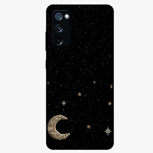 Twinkle Star With Half Moon Glass Case showing flat back view with star and half moon artwork and glossy glass finish.