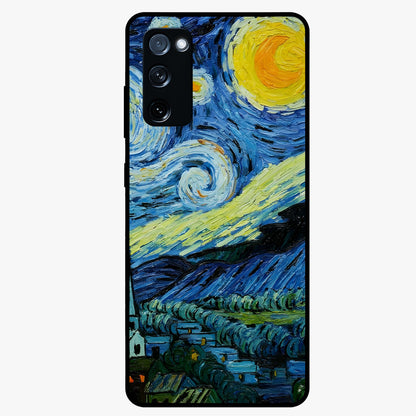 Van Gogh Art Glass Case showing flat back view with classic painterly artwork inspired by Van Gogh style and glossy glass finish.