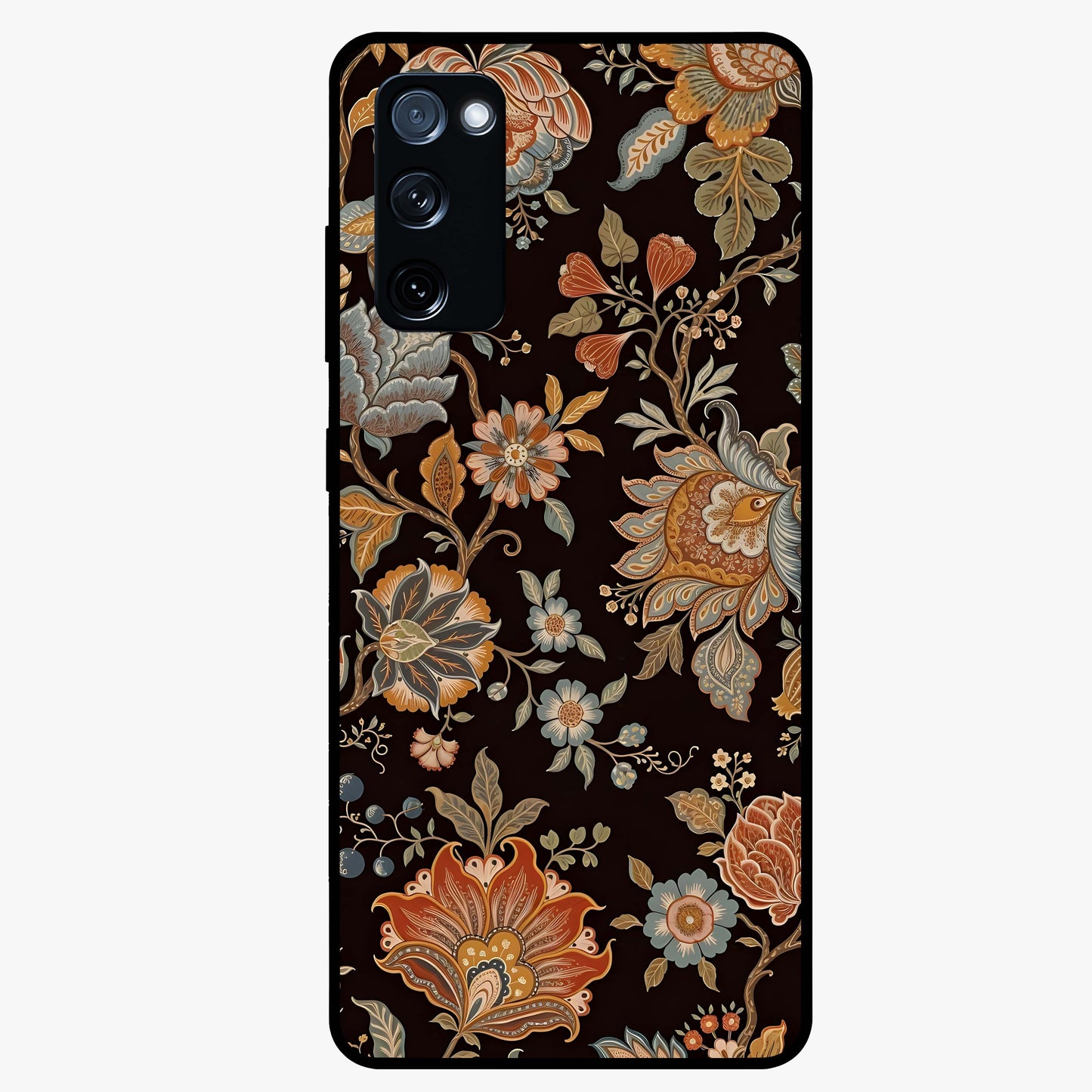 Vintage Floral Dream Glass Case showing flat back view with classic floral artwork and glossy glass finish.