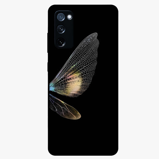 Whispers Of Wings Glass Case showing flat back view with graceful wing inspired artwork and glossy glass finish.