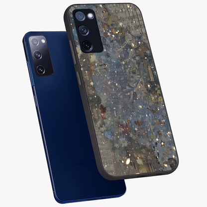 Aesthetic Astrolophia Glass Case displayed in angled mockup highlighting artistic aesthetic elements and smooth glass surface.