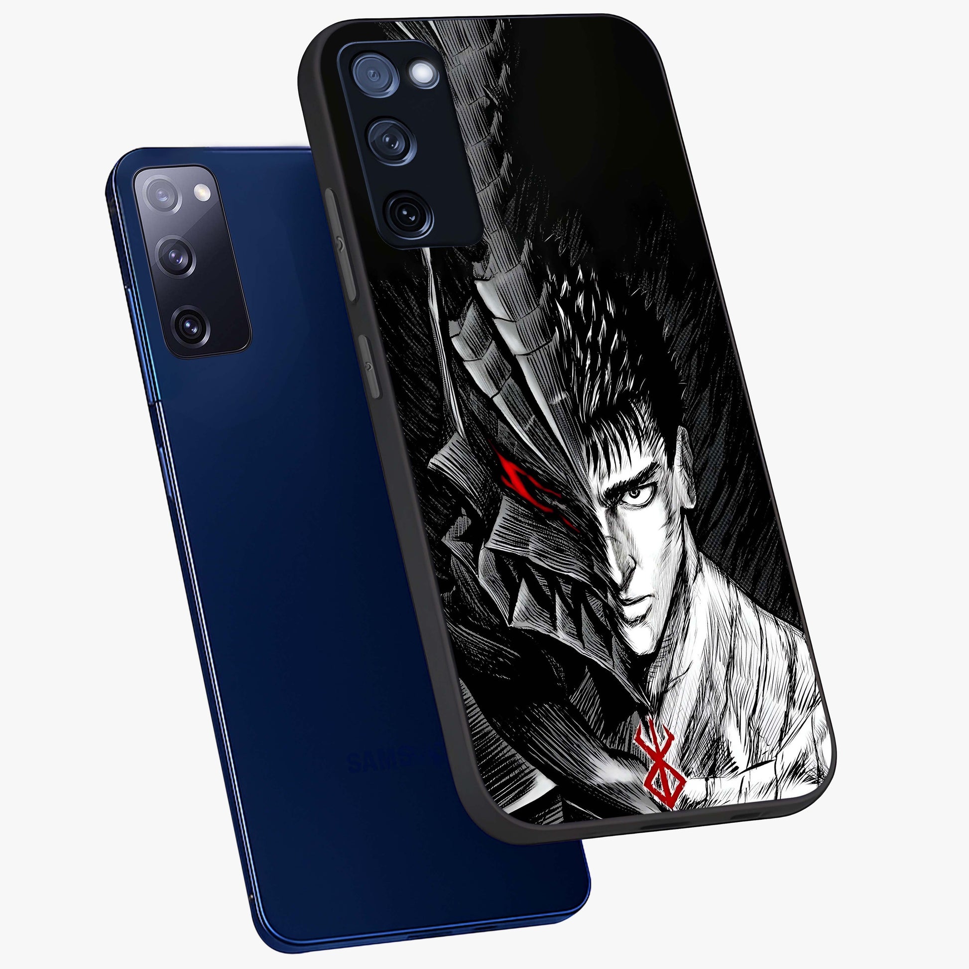 Berserker Blood Oath Glass Case displayed in angled mockup highlighting dark fantasy graphic design and powerful theme.