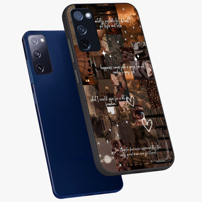 Bittersweet Aesthetic Chaos Glass Case displayed in angled mockup highlighting expressive abstract artwork and edgy aesthetic theme.