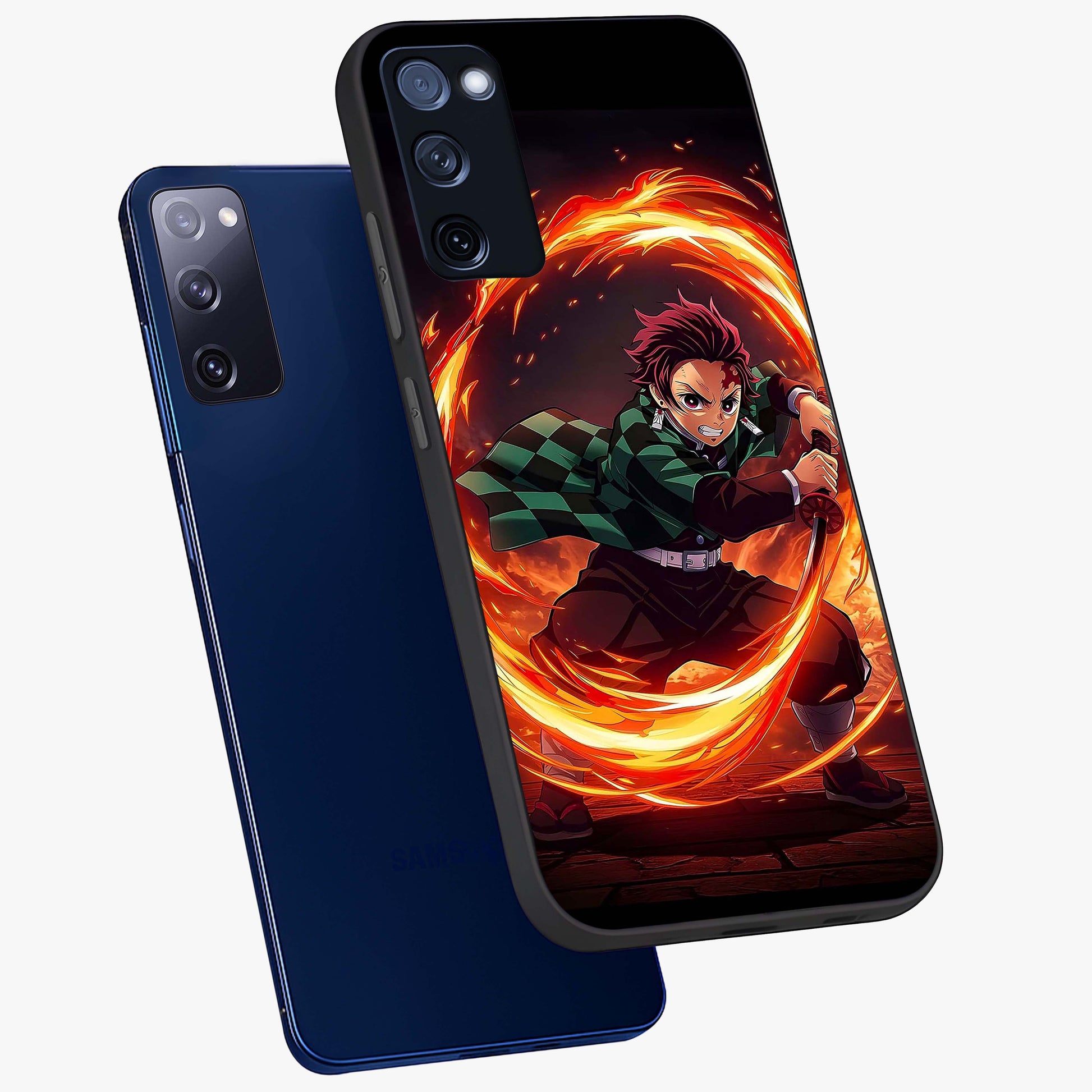 Blazing Sword Resolve Glass Case displayed in angled mockup highlighting powerful sword illustration and bold fantasy theme.