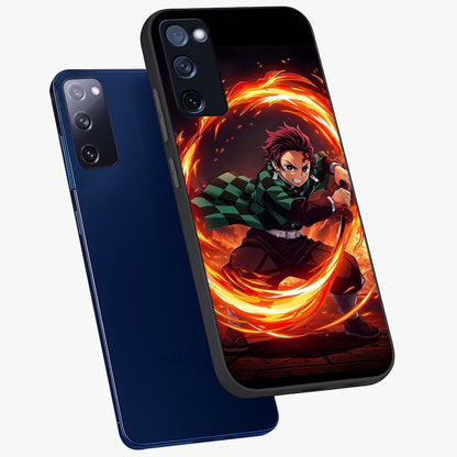 Blazing Sword Resolve Glass Case displayed in angled mockup highlighting powerful sword illustration and bold fantasy theme.