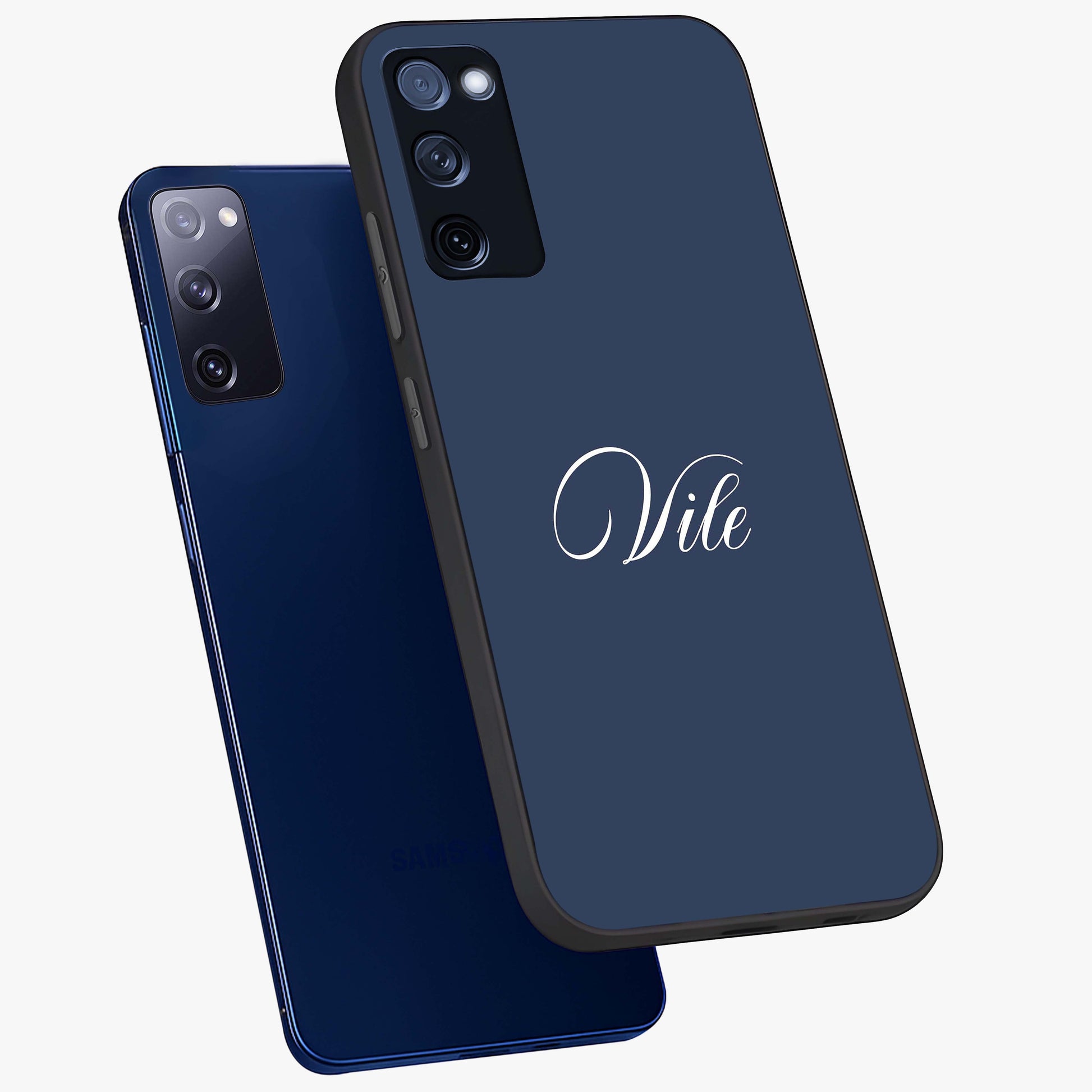 Blue Vintage Floral Pattern Glass Case showing flat back view with elegant vintage floral artwork and glossy glass finish.