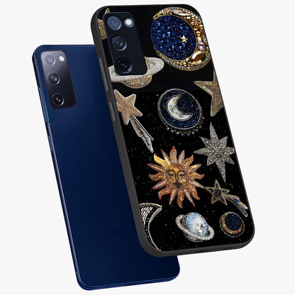 Celestial Gem Constellations Glass Case displayed in angled mockup highlighting gemstone inspired constellation design.