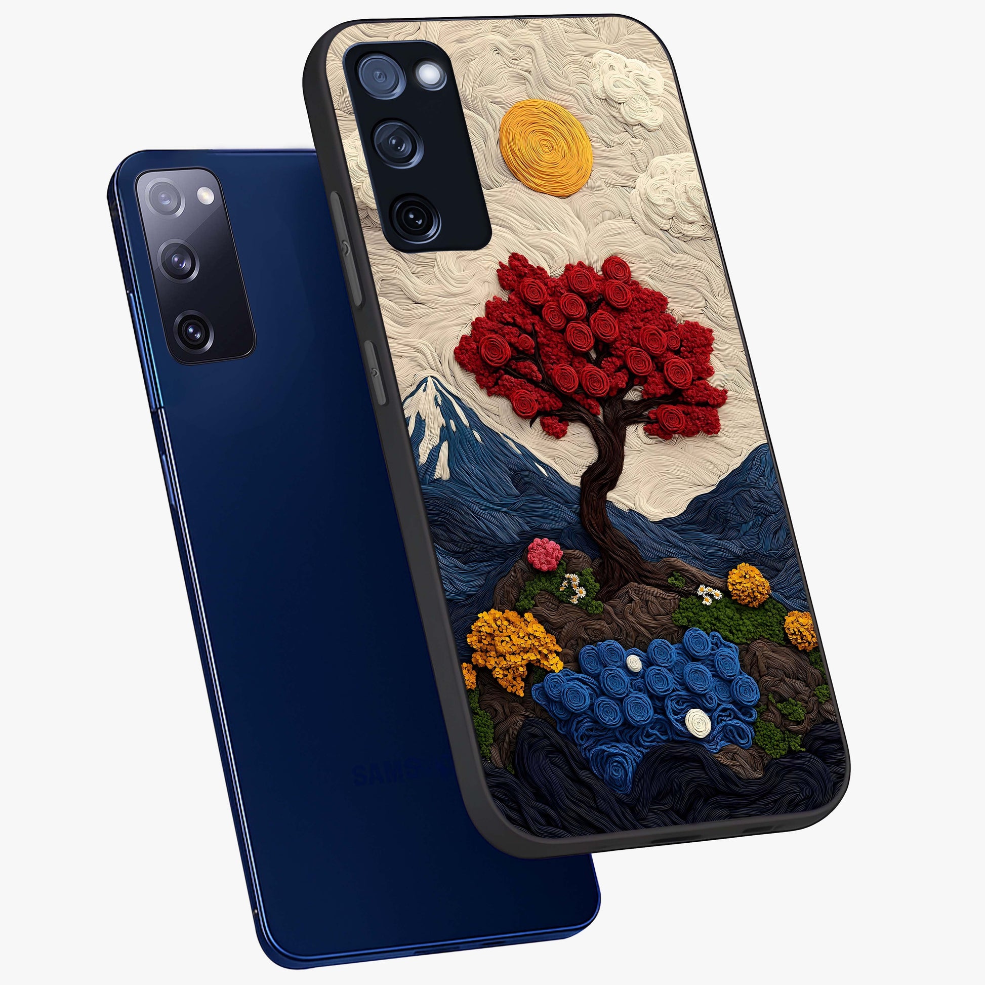Eternal Nature Tapestry Glass Case displayed in angled mockup highlighting detailed botanical pattern with artistic aesthetic.