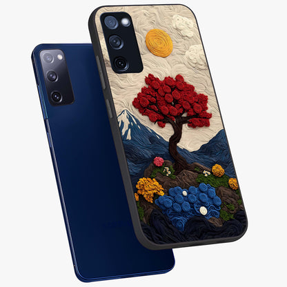 Eternal Nature Tapestry Glass Case displayed in angled mockup highlighting detailed botanical pattern with artistic aesthetic.