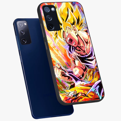 Firing Goku Glass Case displayed in angled mockup highlighting dynamic anime character design with action aesthetic.