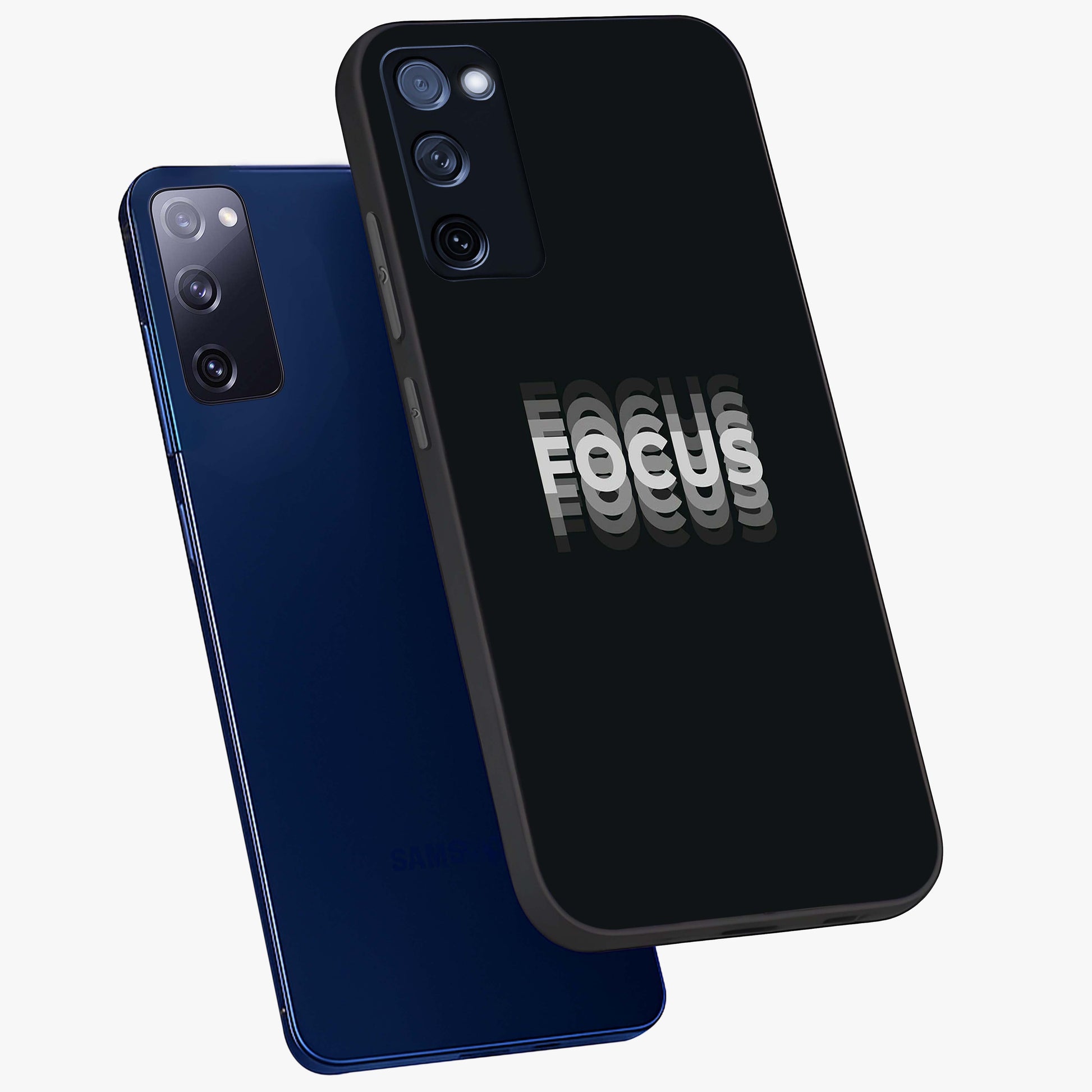 Focused Blade Discipline Glass Case displayed in angled mockup highlighting clean minimal text artwork with modern aesthetic style.