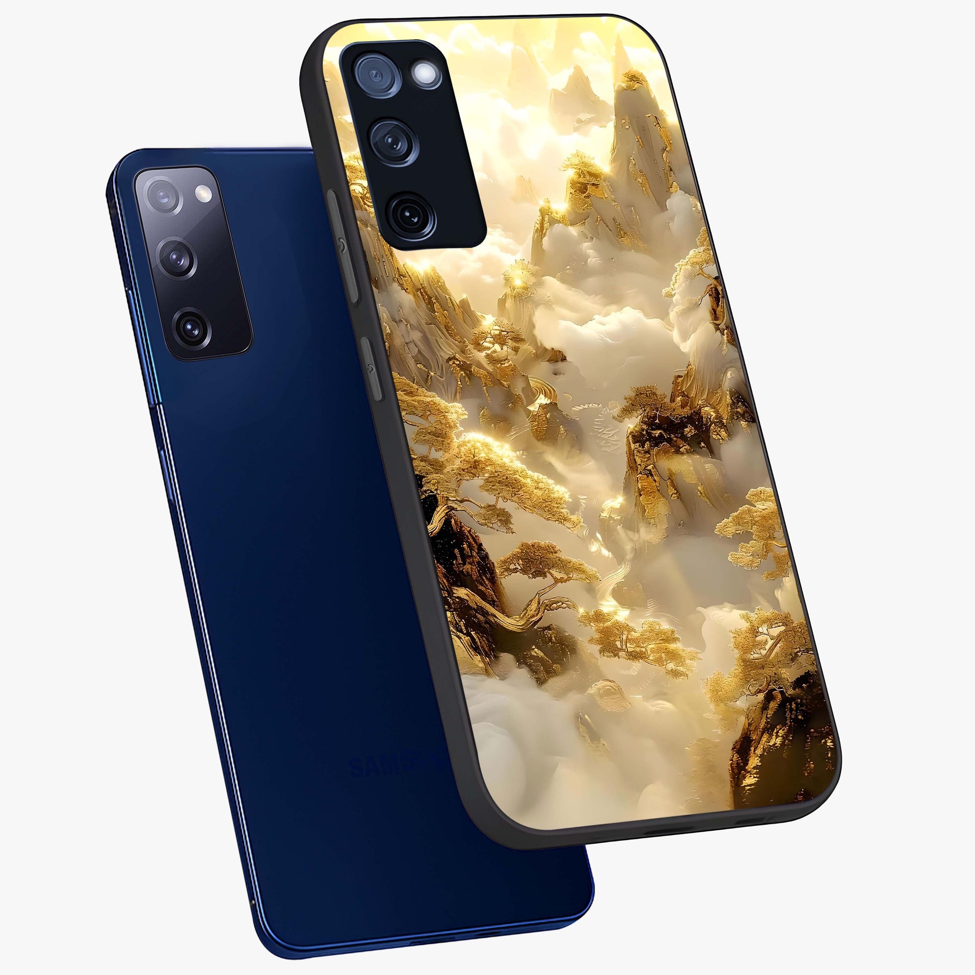 Gates Of Illumination Glass Case displayed in angled mockup highlighting radiant portal inspired design with fantasy aesthetic.
