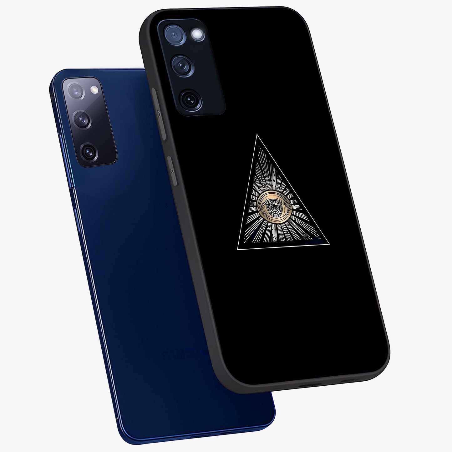 Illuminati Evil Glass Case displayed in angled mockup highlighting dark occult inspired design with bold aesthetic style.