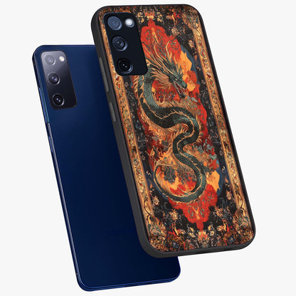 Inferno Dragon Soul Glass Case displayed in angled mockup highlighting powerful dragon illustration with inferno aesthetic.