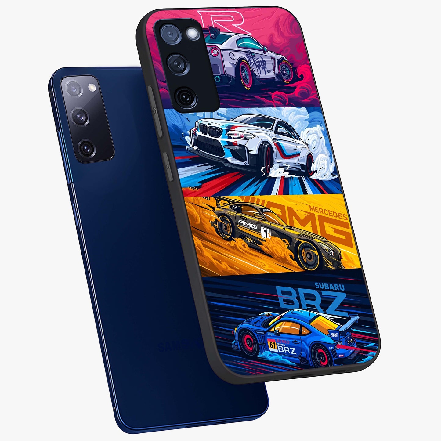 JDM Sports Car Glass Case displayed in angled mockup highlighting sleek Japanese racing car design with automotive aesthetic.