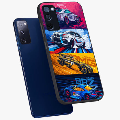 JDM Sports Car Glass Case displayed in angled mockup highlighting sleek Japanese racing car design with automotive aesthetic.