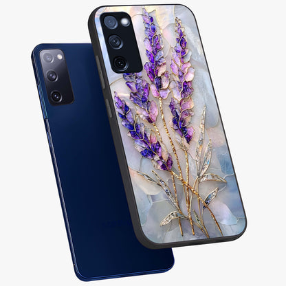 Lavender Dream Glow Glass Case displayed in angled mockup highlighting dreamy purple glow design with soft artistic style.