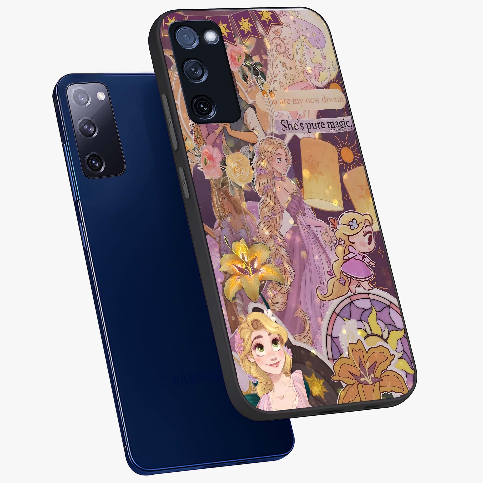 Magical Tangled Dream Glass Case displayed in angled mockup highlighting whimsical fantasy design with magical aesthetic.