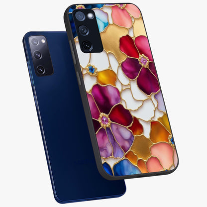Marble Flower Pattern Glass Case displayed in angled mockup highlighting elegant marble floral design with modern aesthetic.