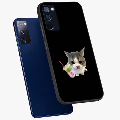 Matcha Cat Style Glass Case displayed in angled mockup highlighting playful feline design with pastel matcha aesthetic.