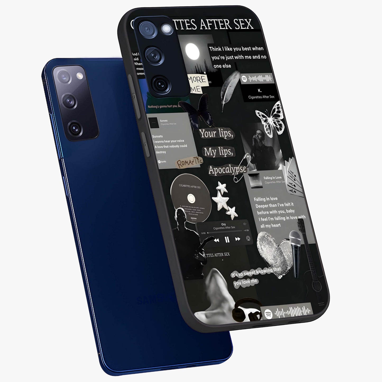 Midnight Love Echo Glass Case displayed in angled mockup highlighting elegant love inspired design with deep aesthetic style.