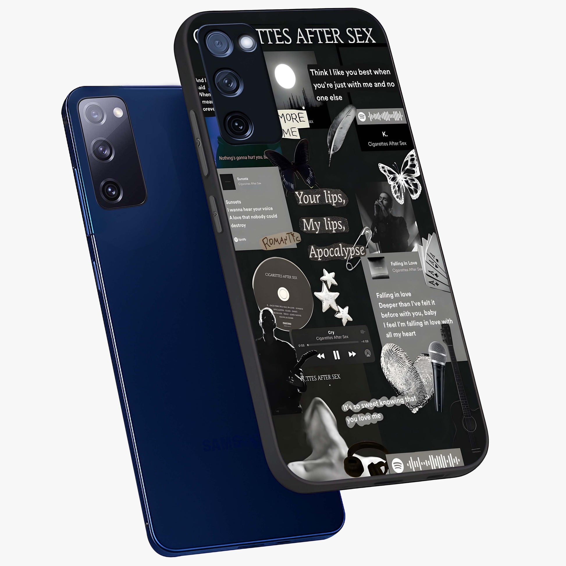 Midnight Love Echo Glass Case displayed in angled mockup highlighting elegant love inspired design with deep aesthetic style.