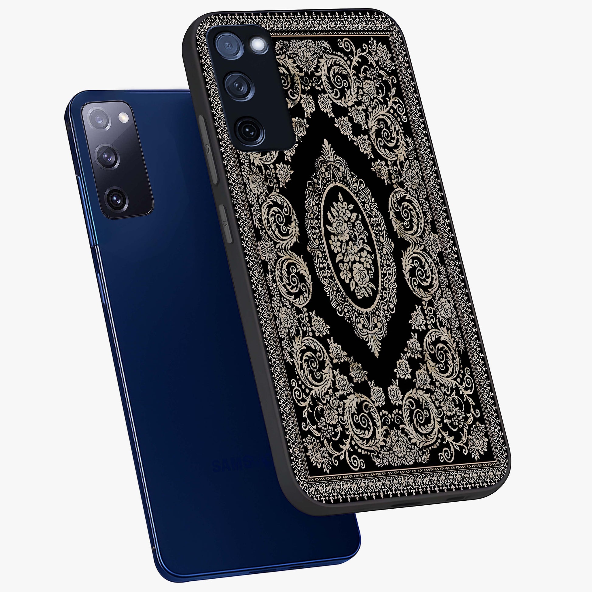 Noir Bloom Elegance Glass Case displayed in angled mockup highlighting refined flower design with stylish noir aesthetic.
