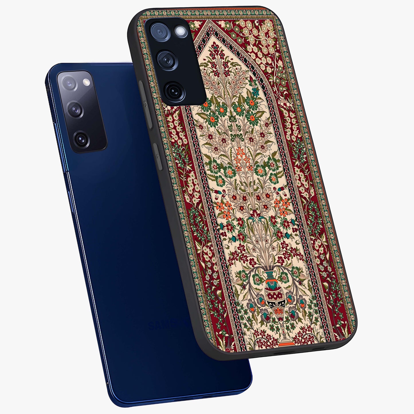 Persian Inspired Glass Case displayed in angled mockup highlighting intricate traditional design with elegant cultural aesthetic.
