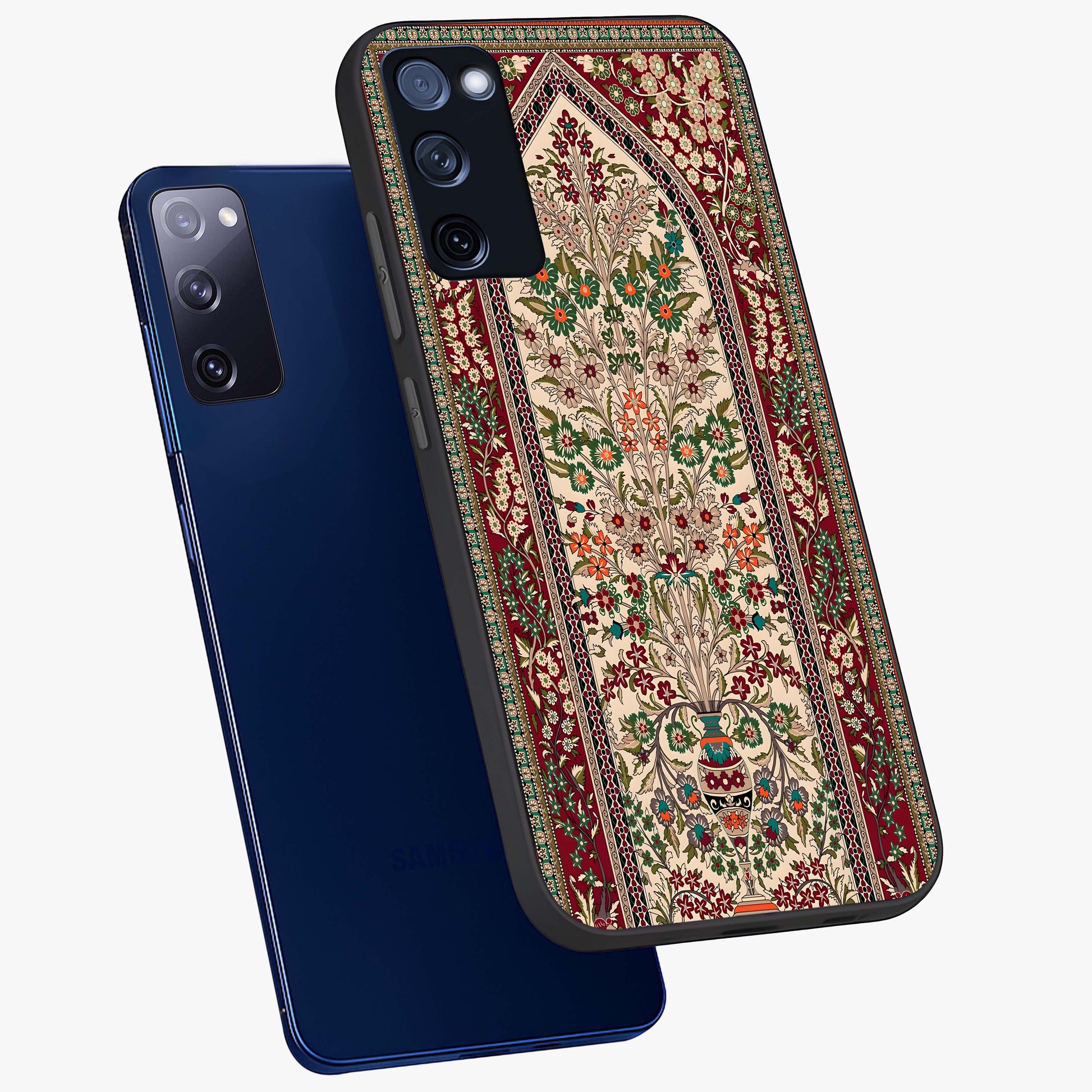 Persian Inspired Glass Case displayed in angled mockup highlighting intricate traditional design with elegant cultural aesthetic.