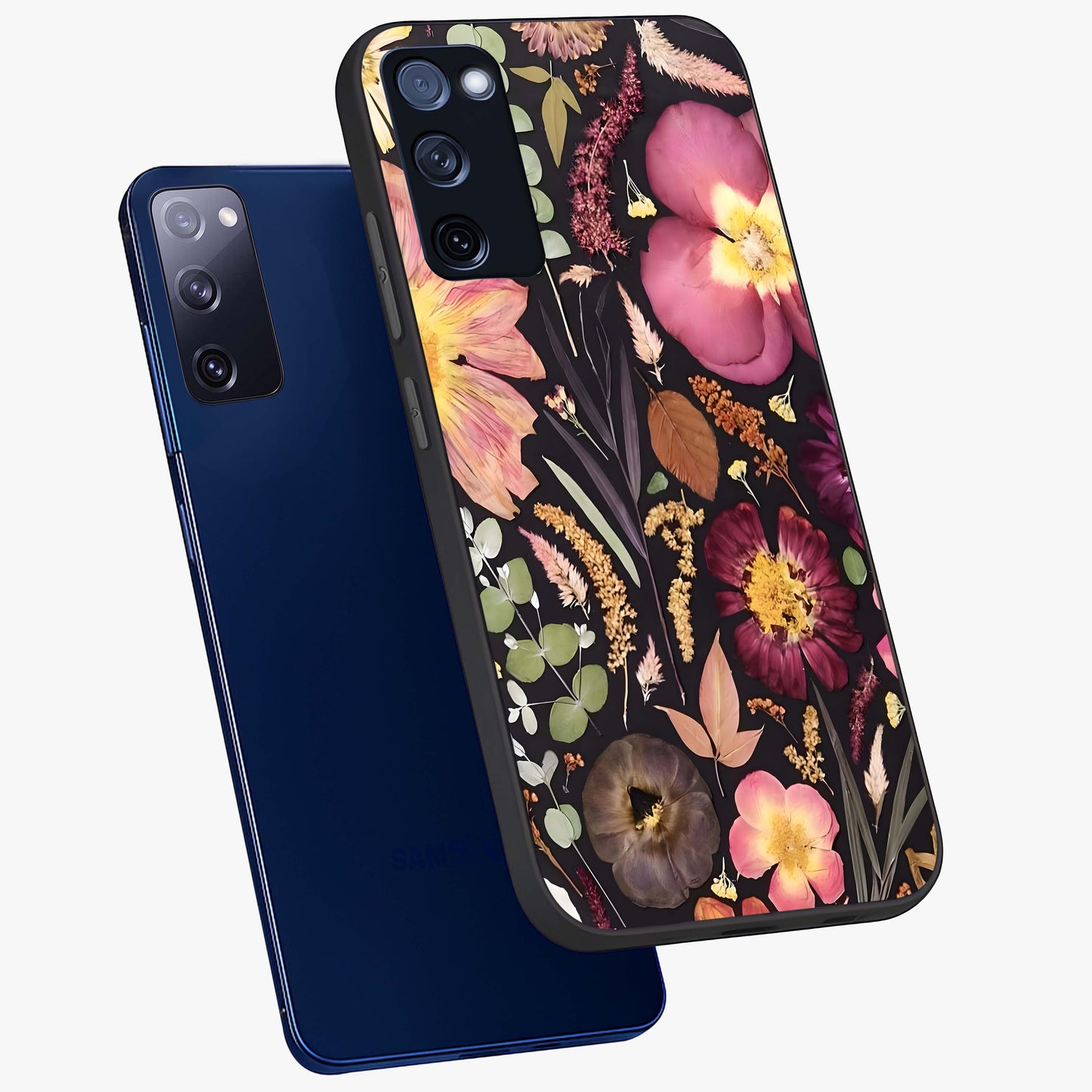 Petal Dream Tapestry Glass Case displayed in angled mockup highlighting decorative petal pattern with elegant botanical aesthetic.