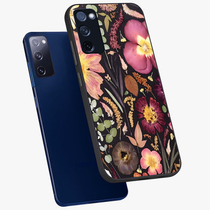 Petal Dream Tapestry Glass Case displayed in angled mockup highlighting decorative petal pattern with elegant botanical aesthetic.