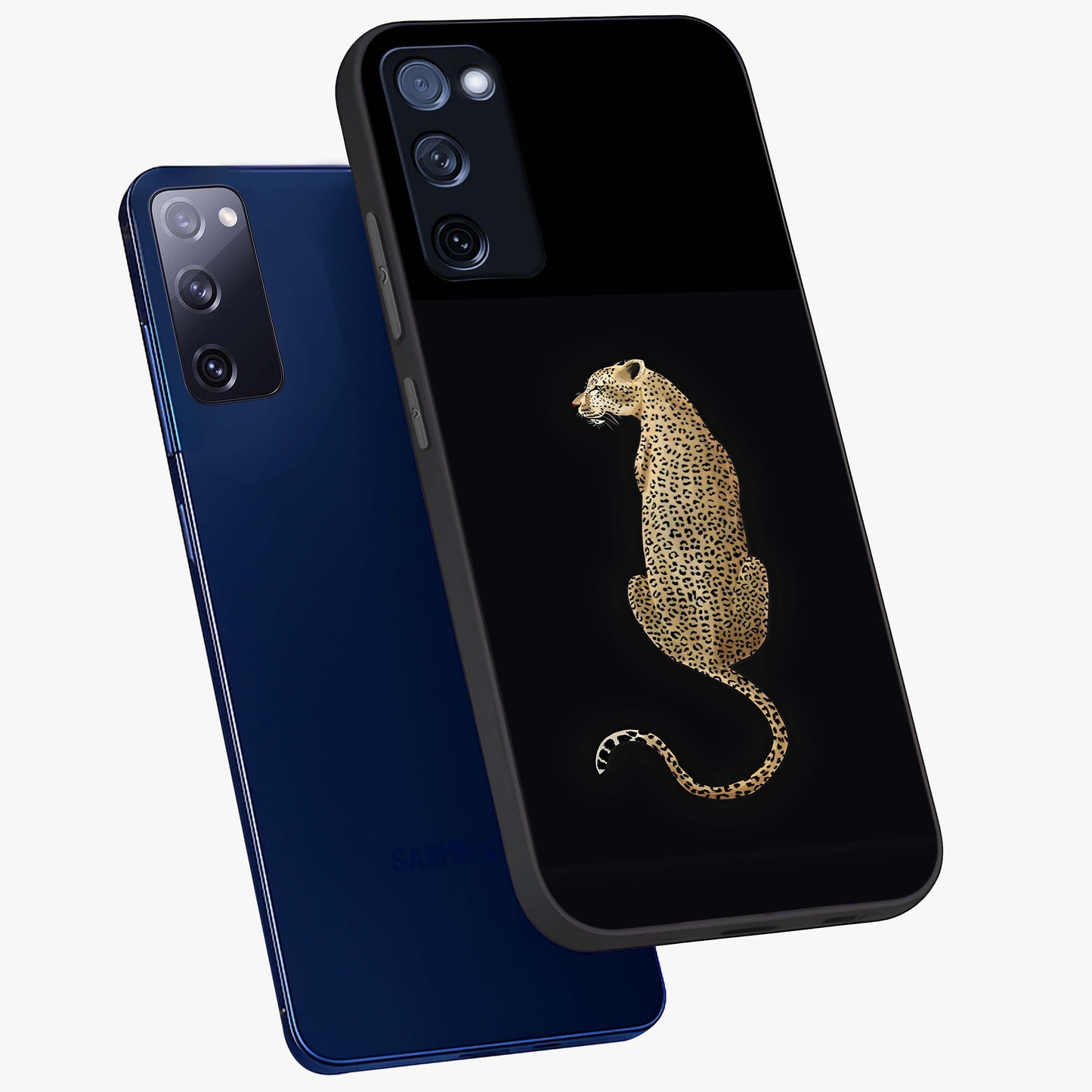 Regal Leopard Glass Case displayed in angled mockup highlighting powerful animal illustration with stylish wild aesthetic.