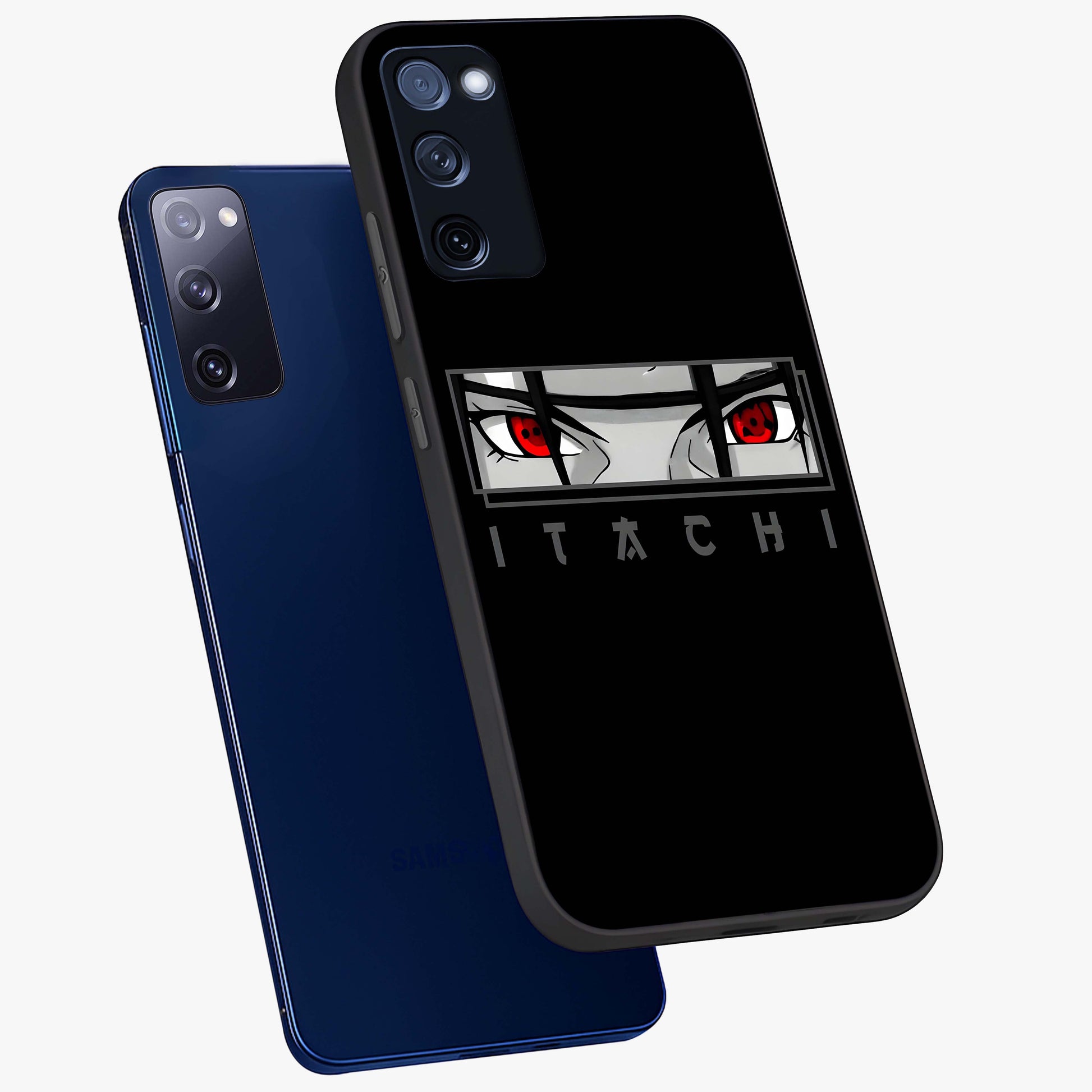 Scarlet Gaze Dominance Glass Case displayed in angled mockup highlighting intense visual design with bold scarlet aesthetic.