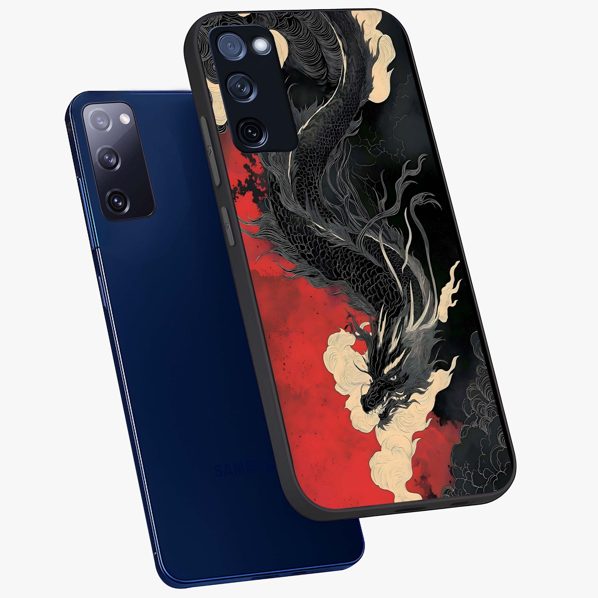 Shadow Dragon Fury Glass Case displayed in angled mockup highlighting powerful dragon illustration with dark fantasy aesthetic.