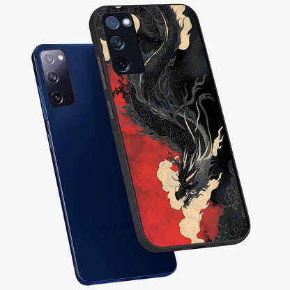 Shadow Dragon Fury Glass Case displayed in angled mockup highlighting powerful dragon illustration with dark fantasy aesthetic.