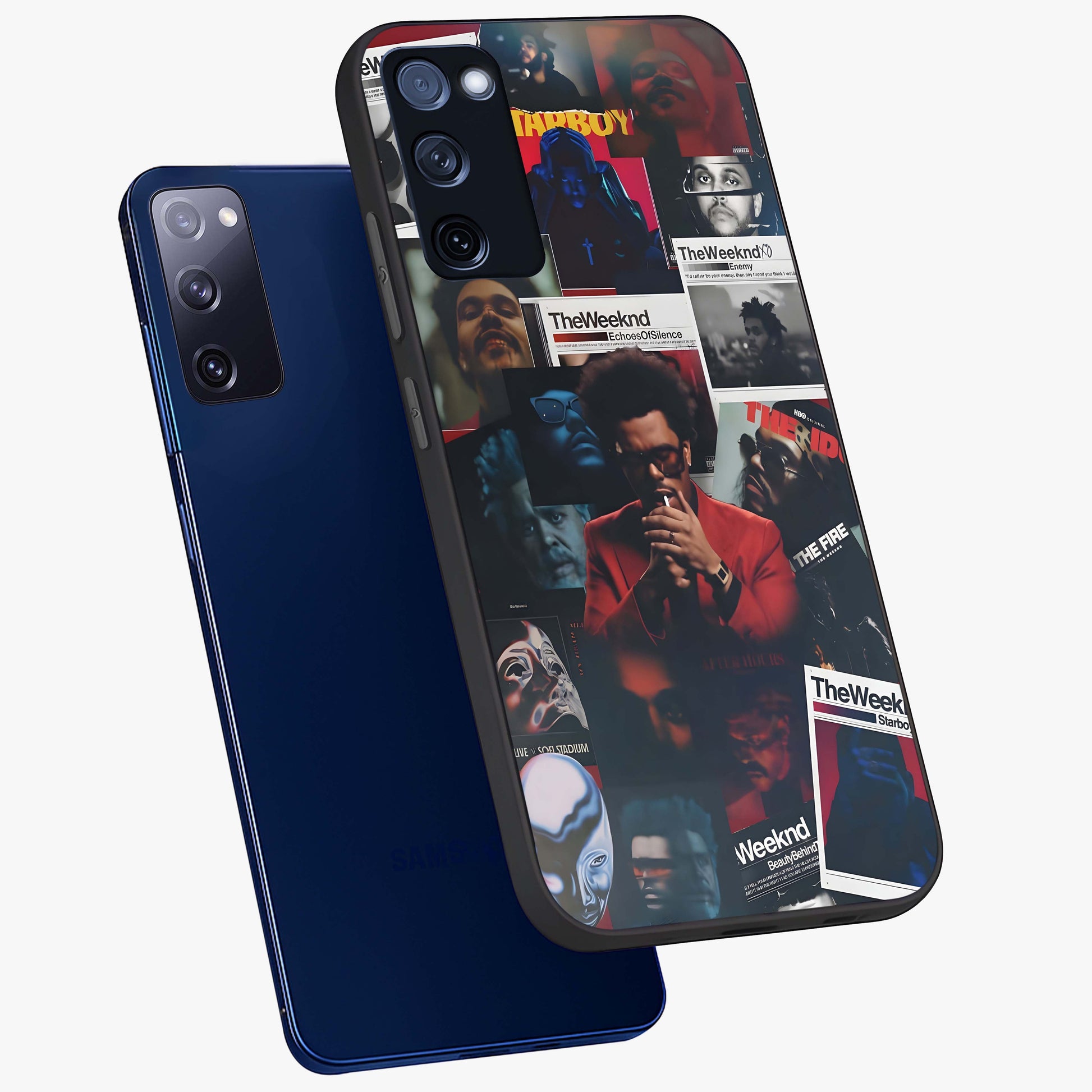 The Weeknd Glass Case displayed in angled mockup highlighting stylish pop culture inspired design with modern aesthetic.