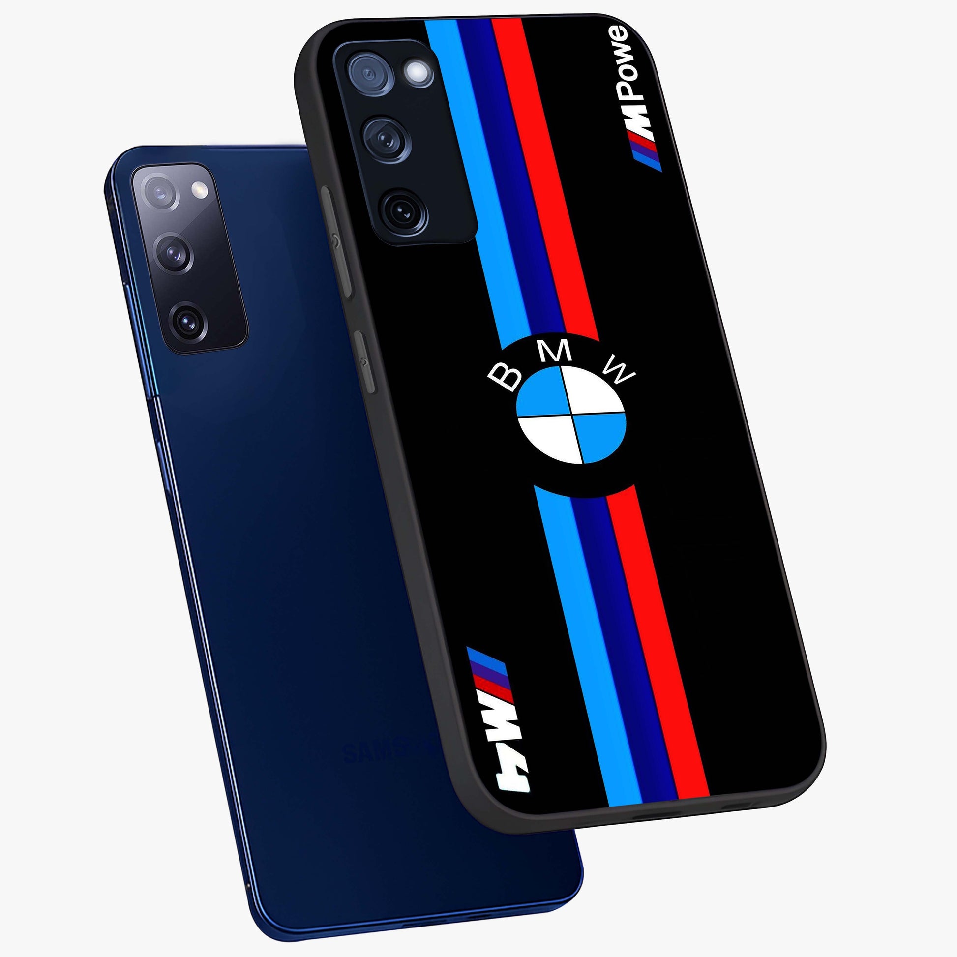 Turbo BMW Beast Glass Case displayed in angled mockup highlighting sleek racing car design with bold automotive aesthetic.