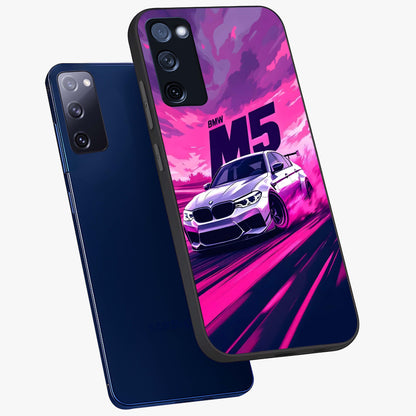 Velocity Drift Pulse Glass Case displayed in angled mockup highlighting dynamic drift design with sporty automotive aesthetic.