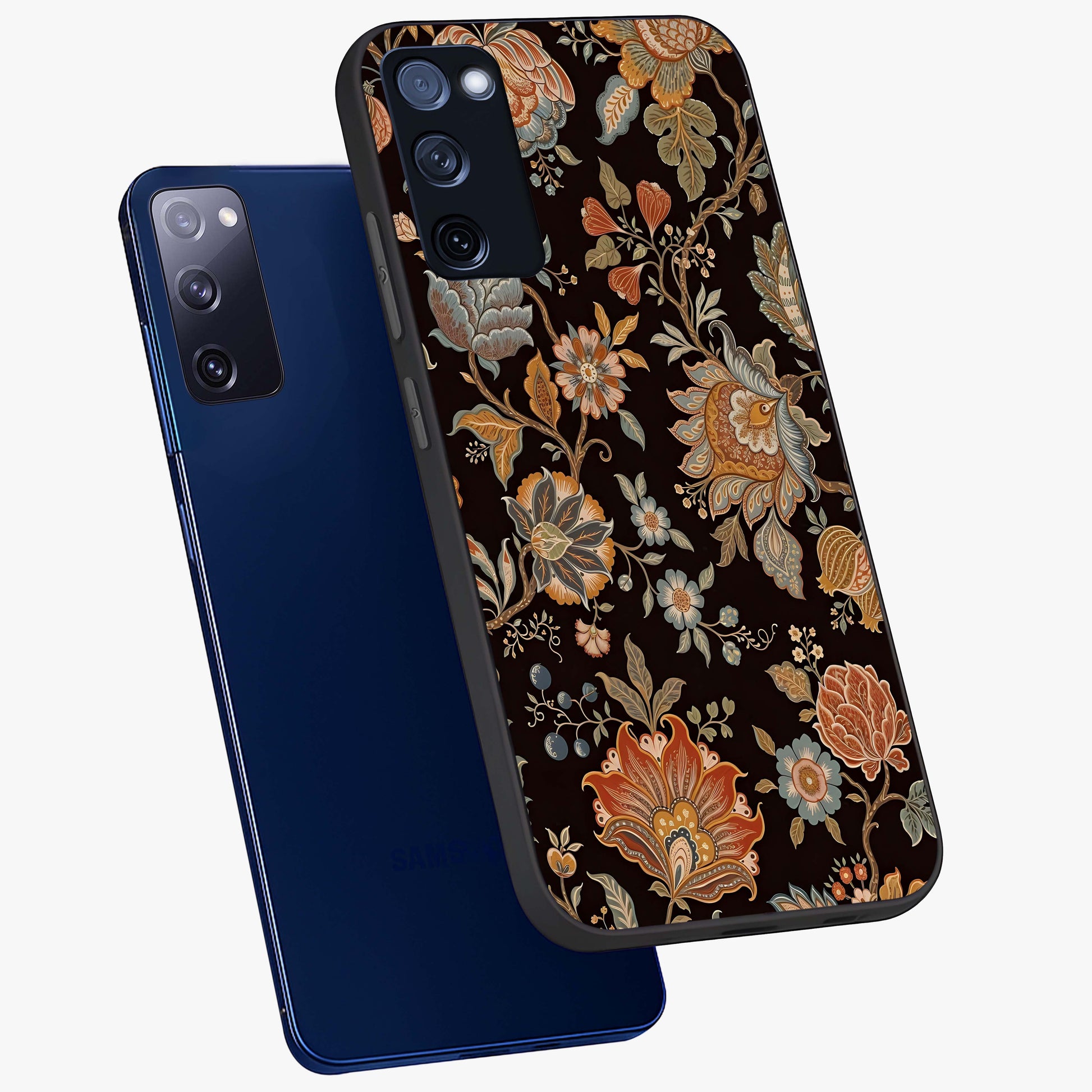Vintage Floral Dream Glass Case displayed in angled mockup highlighting elegant vintage flower design with soft aesthetic style.