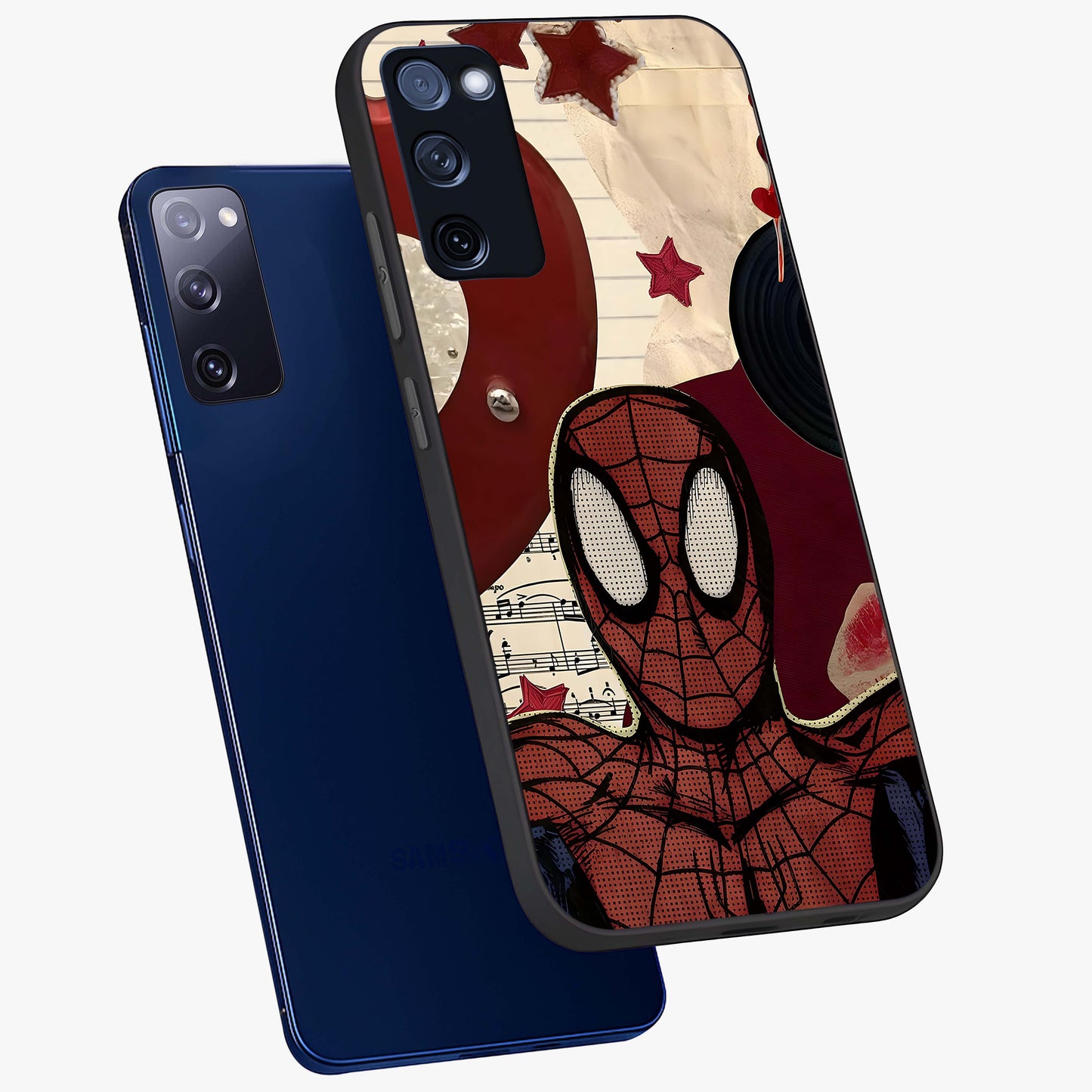 Web Warrior Vibes Glass Case displayed in angled mockup highlighting dynamic web design with comic style aesthetic.