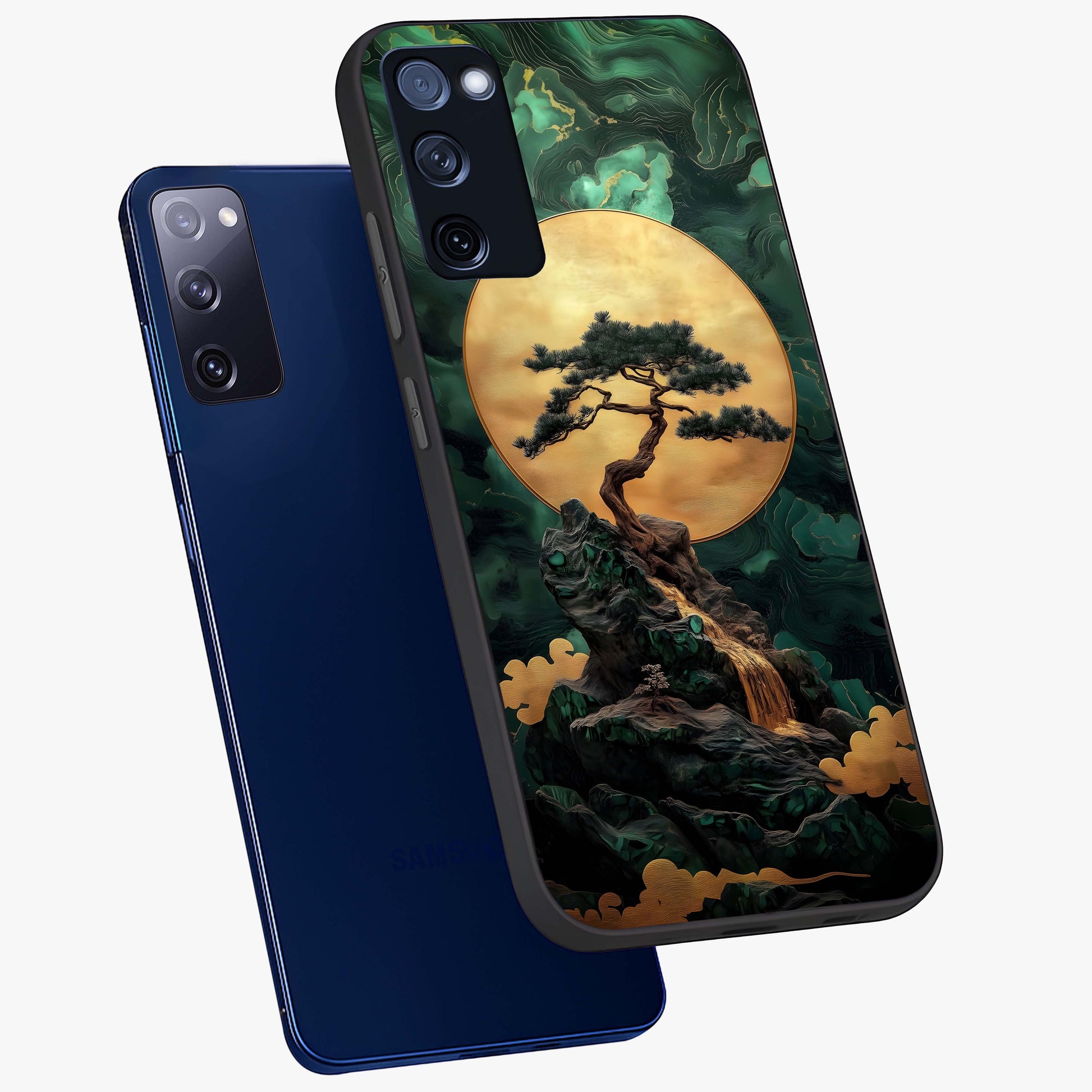 Zen Moon Rise Glass Case displayed in angled mockup highlighting peaceful lunar design with zen aesthetic style.