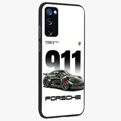 911 Turbo Dominance Glass Case upright perspective showcasing powerful racing design and modern automotive aesthetic.