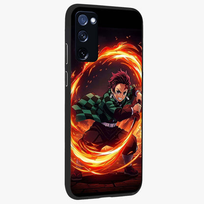 Blazing Sword Resolve Glass Case upright view showcasing dramatic warrior inspired artwork with intense visual style.