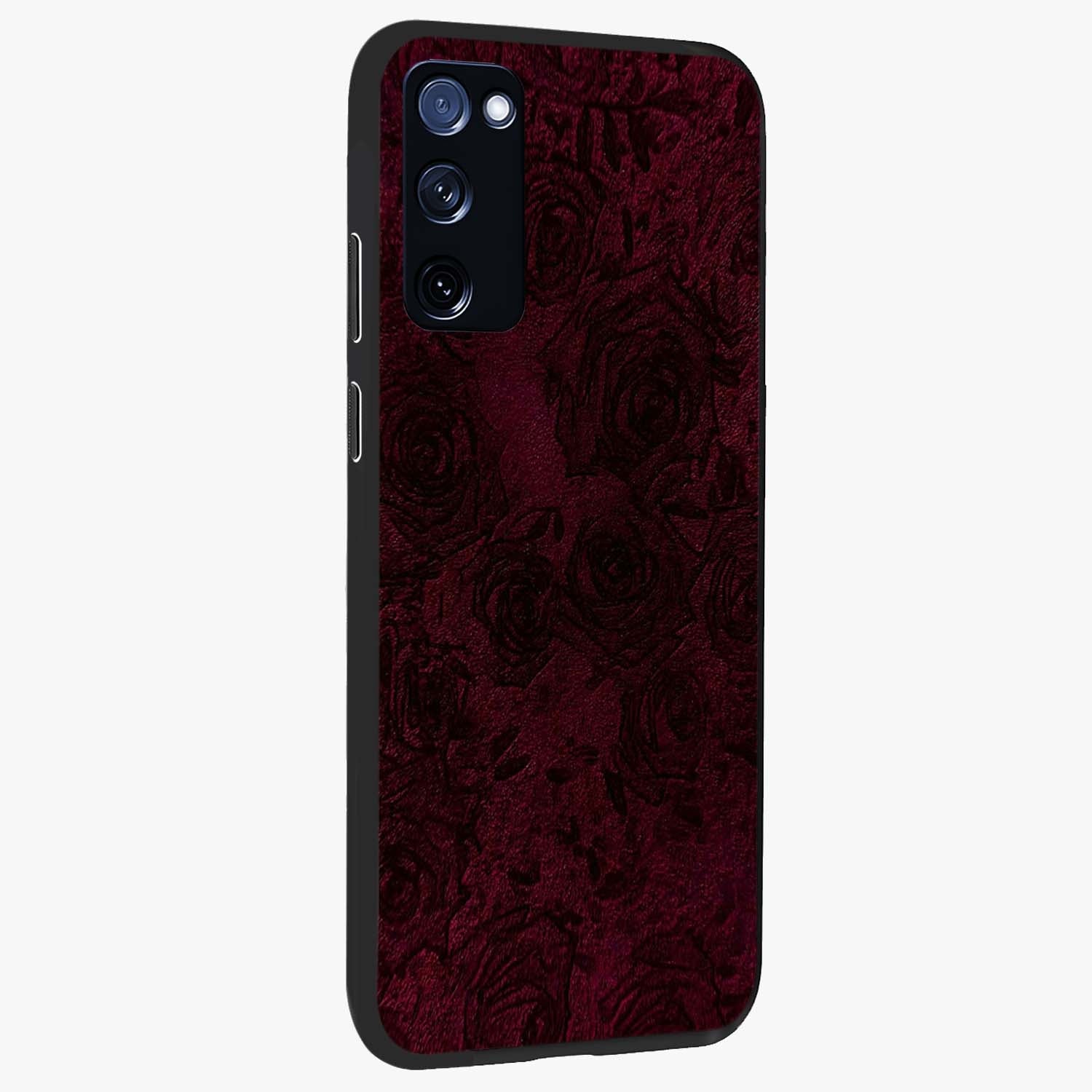 Crimson Fade Flow Glass Case upright view showcasing dynamic crimson flow artwork with stylish abstract theme.