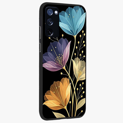 Delicate Multicolor Flowers Glass Case upright view showcasing delicate floral artwork with bright botanical theme.