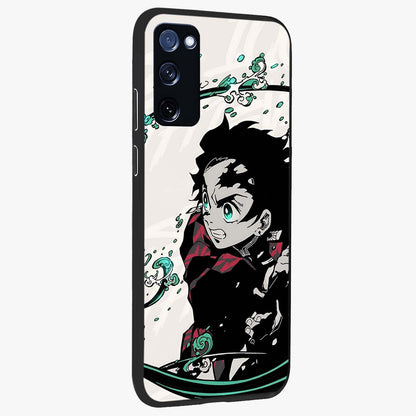 Demon Slayer Glass Case upright view showcasing powerful anime artwork with intense warrior theme.
