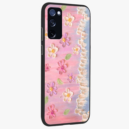 Dreamy Painted Garden Glass Case upright view showcasing vibrant floral garden artwork with artistic nature theme.