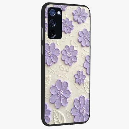 Floral Wall Art With Purple Flowers Glass Case upright view showcasing elegant purple flower artwork with decorative floral theme.